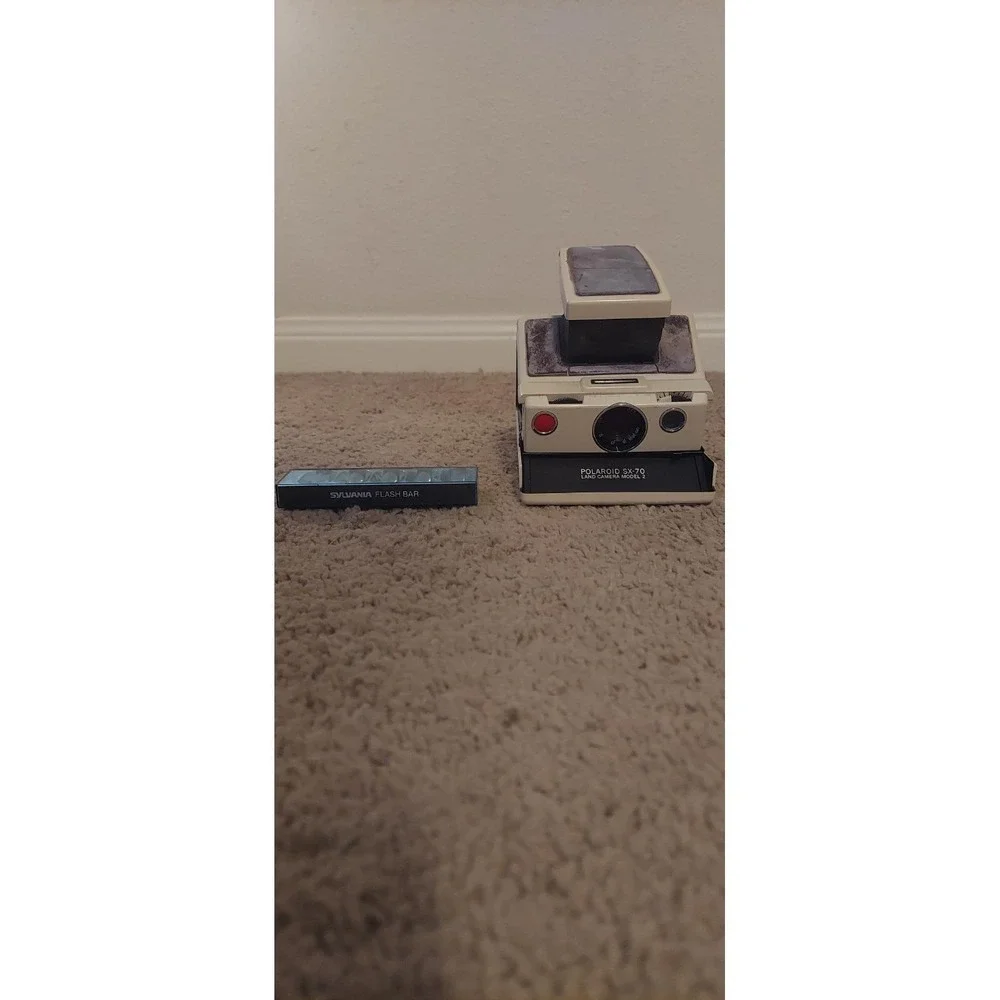 Polaroid SX-70 Land Camera Model 2 + Flash Bar | Vintage Folding Instant Camera
